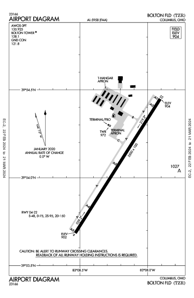 Bolton Fld Columbus, OH (KTZR): AIRPORT DIAGRAM (APD)