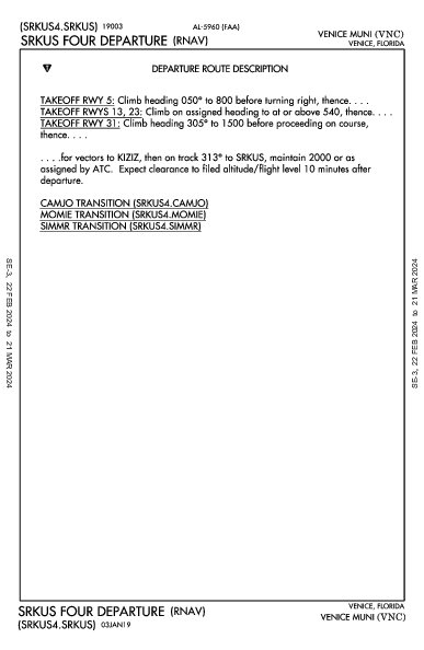 Venice Muni Venice, FL (KVNC): SRKUS FOUR (RNAV) (DP)