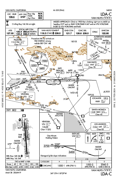 ヴァン・ナイズ空港 Van Nuys, CA (KVNY): LDA-C (IAP)