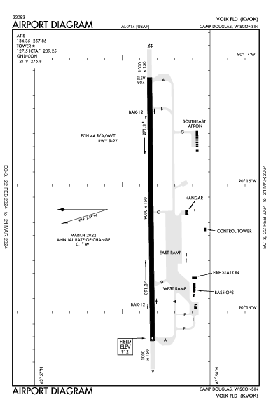 Volk Fld Camp Douglas, WI (KVOK): AIRPORT DIAGRAM (APD)