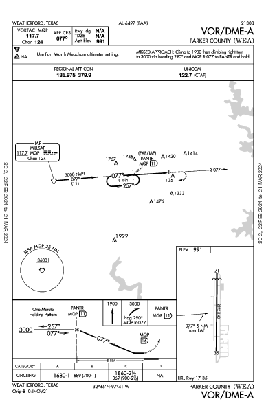 Parker County Weatherford, TX (KWEA): VOR/DME-A (IAP)