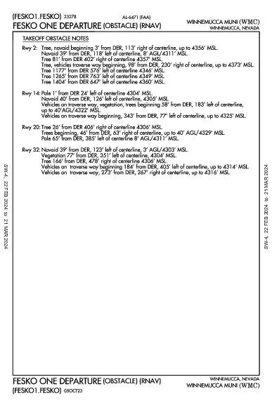 Winnemucca Muni Winnemucca, NV (KWMC): FESKO ONE (OBSTACLE) (RNAV) (ODP)