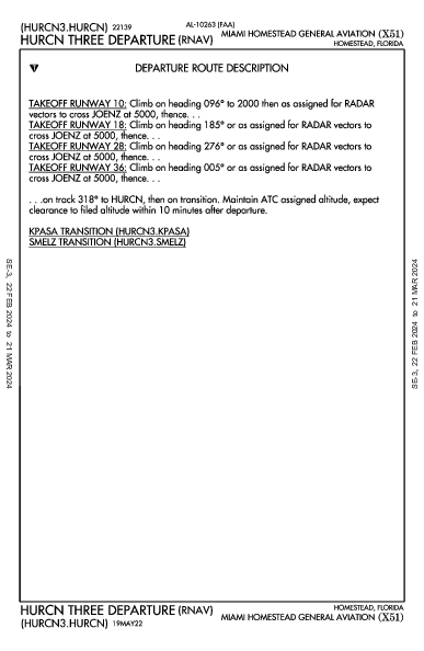 Miami Homestead General Aviation Homestead, FL (X51): HURCN THREE (RNAV) (DP)