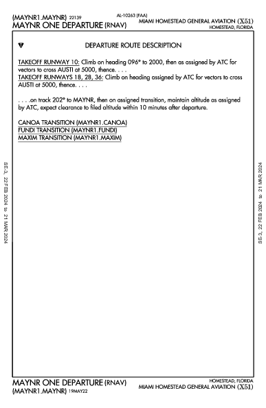 Miami Homestead General Aviation Homestead, FL (X51): MAYNR ONE (RNAV) (DP)